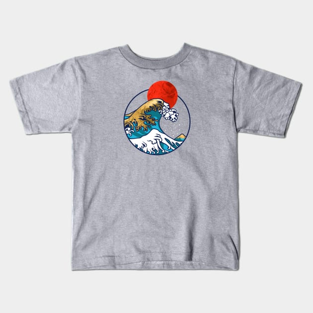 Golden Great Wave off Kanagawa Kids T-Shirt by GreekTavern